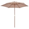 Parasol d'extérieur avec mât en bois 270 cm taupe 553449553449