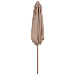 Parasol d'extérieur avec mât en bois 270 cm taupe 553449553449