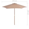 Parasol d'extérieur avec mât en bois 270 cm taupe 553449553449
