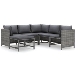 Salon de jardin 6 pcs avec coussins Résine tressée Gris 553467553467