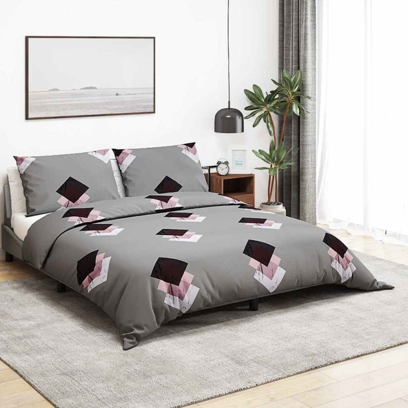 Ensemble de housse de couette Gris 155x220 cm Coton 553479553479