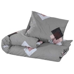 Ensemble de housse de couette Gris 155x220 cm Coton 553479553479