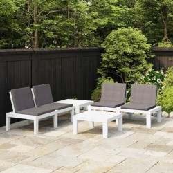 Salon de jardin 4 pcs avec coussins Plastique Blanc 553517553517