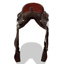 Selle, bridon et col de poitrine Cuir véritable 15 po Marron 553532553532