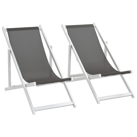 Chaises de plage pliables lot de 2 Aluminium et textilène Gris 553550553550