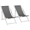Chaises de plage pliables lot de 2 Aluminium et textilène Gris 553550553550