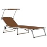 Chaise longue pliable avec auvent Aluminium et textilène Marron 553554553554