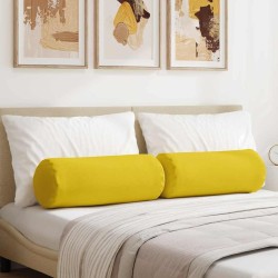 Coussins d'accent 2 pcs Jaune clair Ø 25 x 70 cm tissu 553584553584