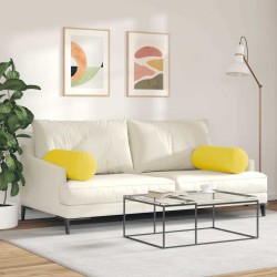 Coussins d'accent 2 pcs Jaune clair Ø 25 x 70 cm tissu 553584553584
