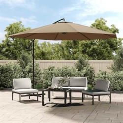 Parasol de jardin en porte-à-faux et poteau en aluminium taupe 553586553586