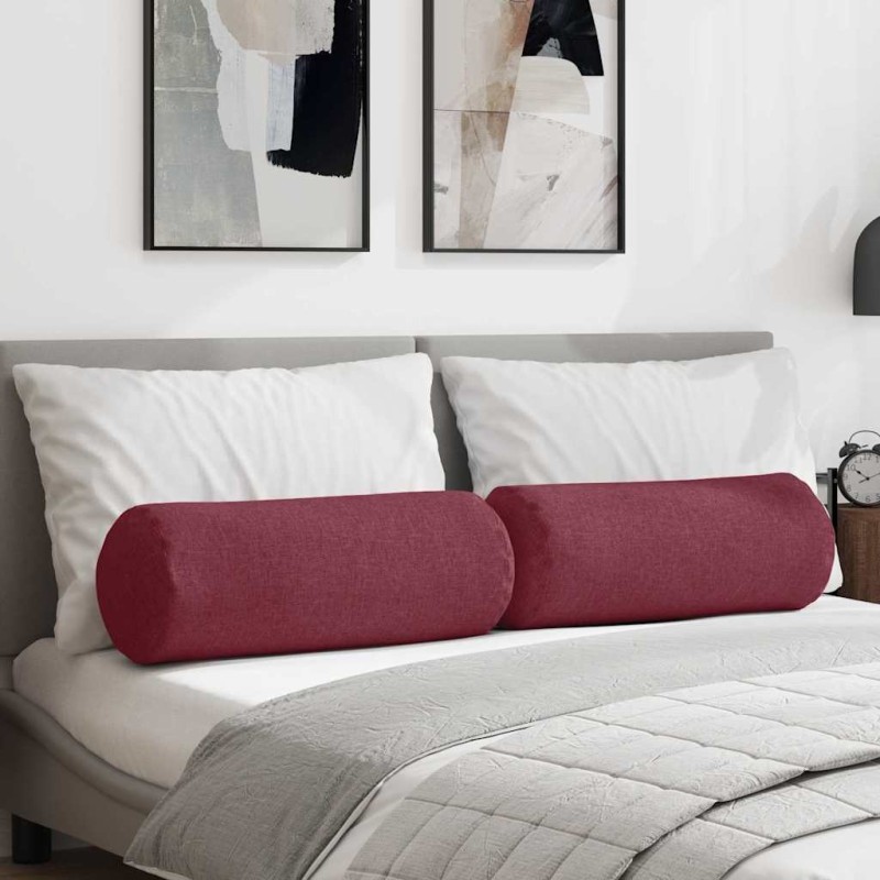Coussins d'accent 2 pcs Bordeaux Ø 25 x 70 cm tissu 553590553590