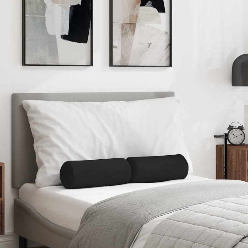 Coussins d'accent 2 pcs Noir Ø 15 x 40 cm Tissu en microfibre 553592553592