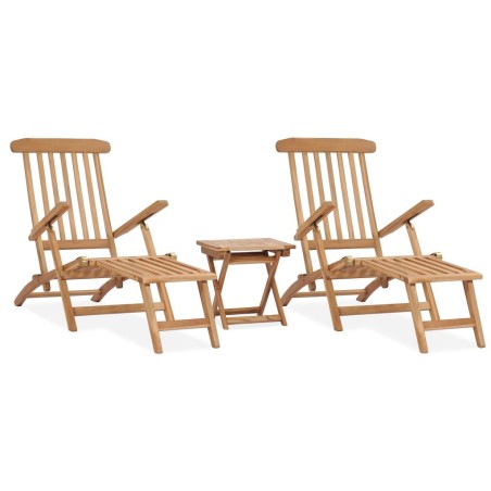 Chaises longues de jardin et repose-pied et table Bois de teck 553607553607