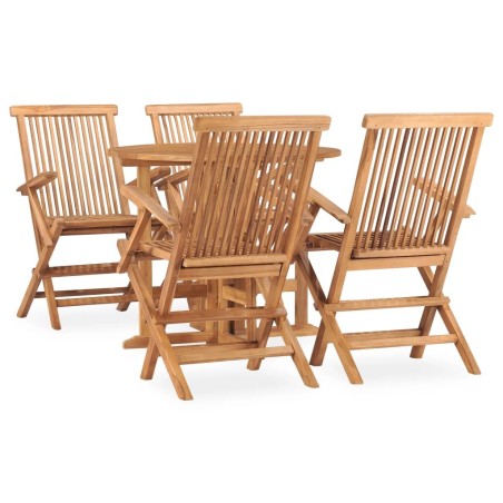 Ensemble à manger d'extérieur pliable 5 pcs Bois solide de teck 553620553620