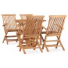 Ensemble à manger d'extérieur pliable 5 pcs Bois solide de teck 553620553620
