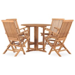 Ensemble à manger d'extérieur pliable 5 pcs Bois solide de teck 553620553620