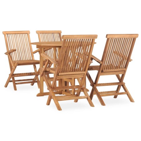 Ensemble à manger d'extérieur pliable 5 pcs Bois solide de teck 553621553621