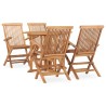 Ensemble à manger d'extérieur pliable 5 pcs Bois solide de teck 553621553621