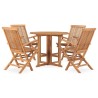 Ensemble à manger d'extérieur pliable 5 pcs Bois solide de teck 553621553621