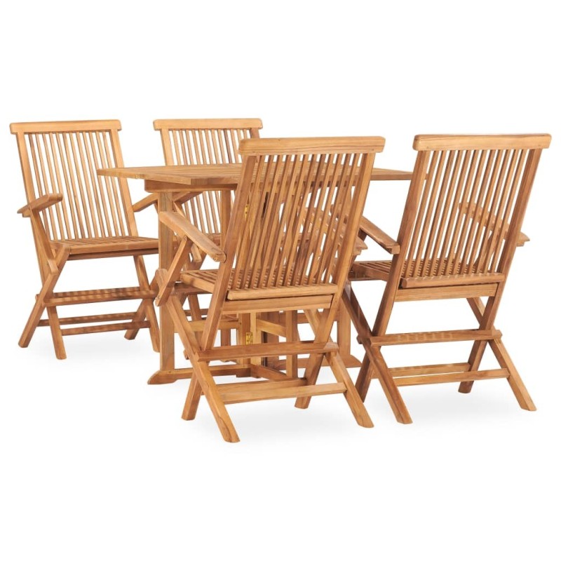 Ensemble à manger d'extérieur pliable 5 pcs Bois solide de teck 553623553623
