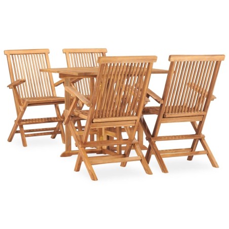 Ensemble à manger d'extérieur pliable 5 pcs Bois solide de teck 553623553623