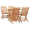 Ensemble à manger d'extérieur pliable 5 pcs Bois solide de teck 553623553623