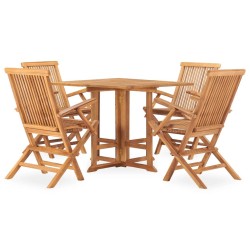 Ensemble à manger d'extérieur pliable 5 pcs Bois solide de teck 553623553623