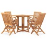 Ensemble à manger d'extérieur pliable 5 pcs Bois solide de teck 553623553623