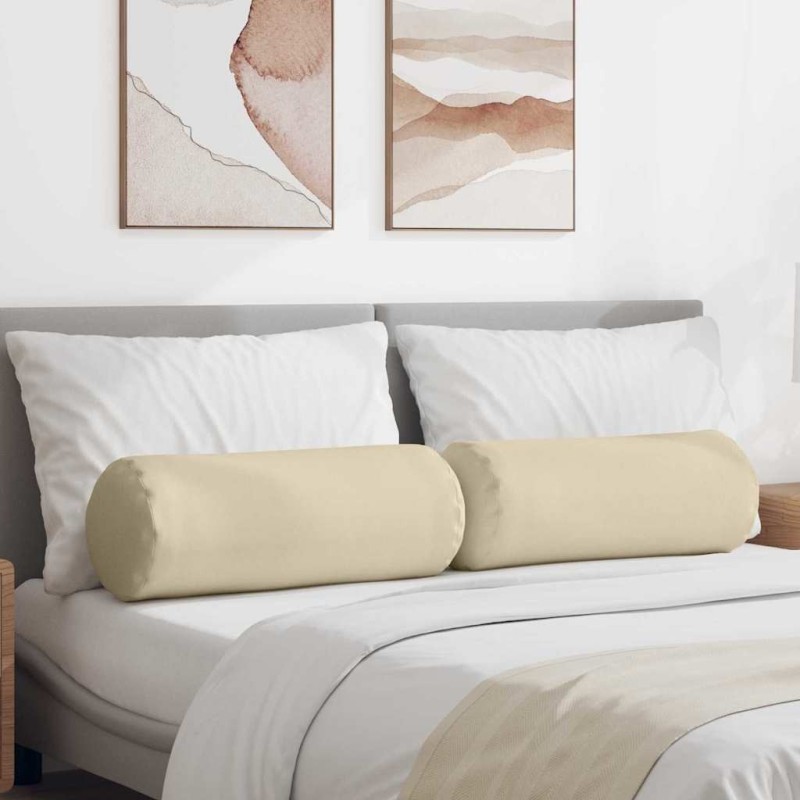 Coussins d'accent 2 pcs Crème Ø 25 x 70 cm tissu 553629553629