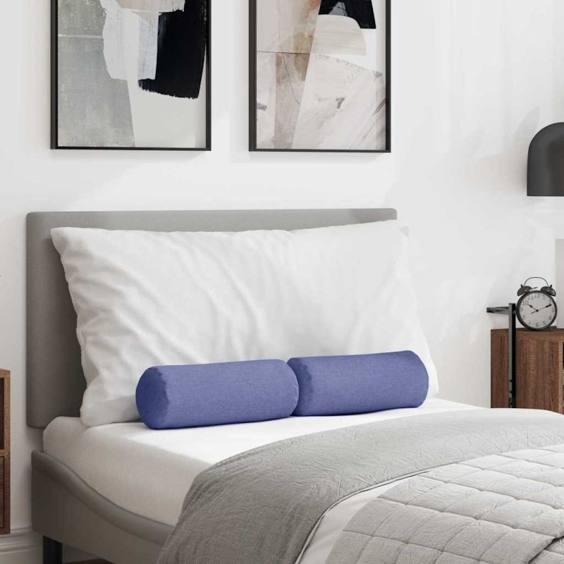 Coussins d'accent 2 pcs Bleu denim Ø 15 x 40 cm tissu 553630553630