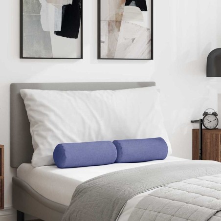 Coussins d'accent 2 pcs Bleu denim Ø 15 x 40 cm tissu 553630553630