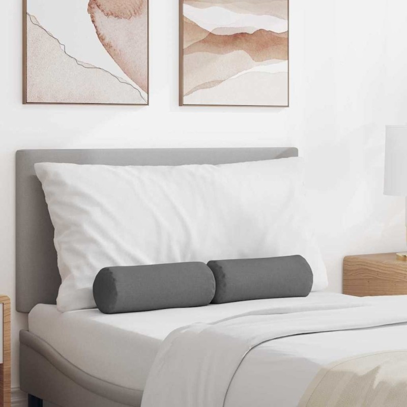 Coussins d'accent 2 pcs Gris foncé Ø 15 x 40 cm tissu 553641553641