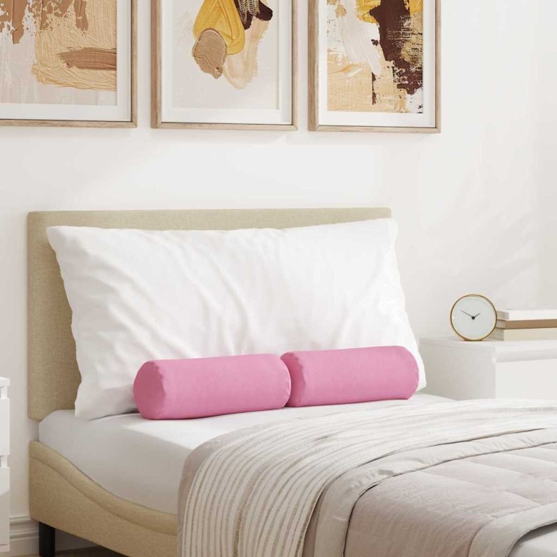 Coussins d'accent 2 pcs Rose Ø 15 x 40 cm tissu 553642553642