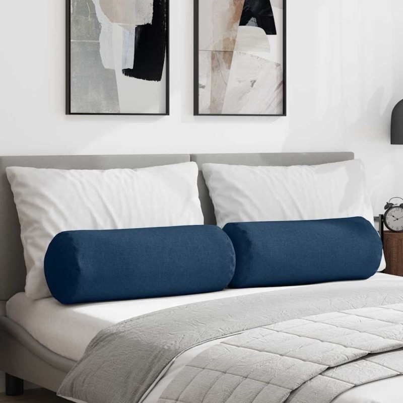 Coussins d'accent 2 pcs Bleu Ø 25 x 70 cm tissu 553658553658