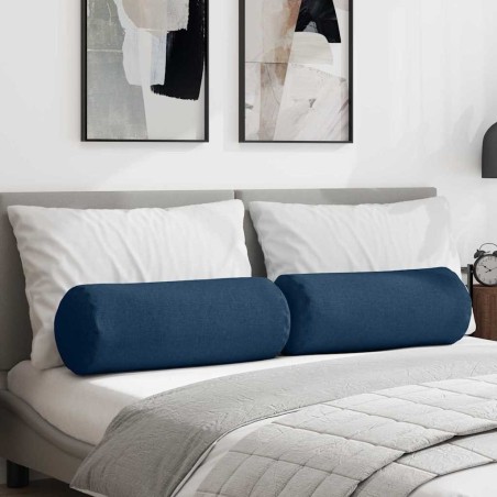 Coussins d'accent 2 pcs Bleu Ø 25 x 70 cm tissu 553658553658