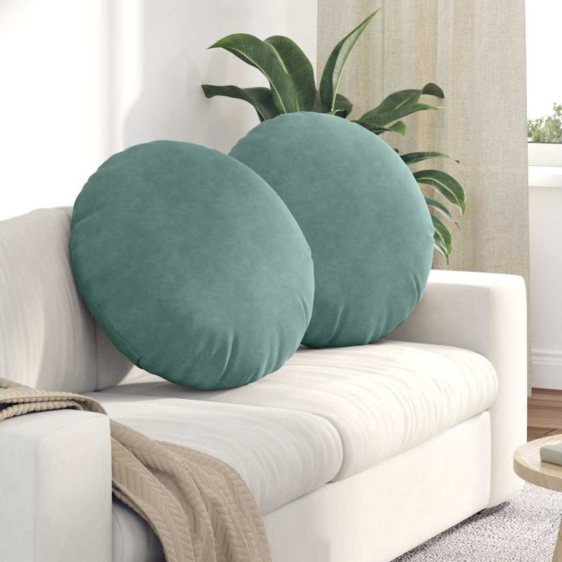 Coussins de siège 2 pcs Vert Mer Ø 40 x 13 cm Velours 553674553674