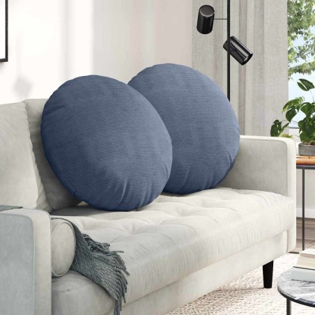 Coussins de siège 2 pcs Bleu Ø 80 cm Tissu en velours côtelé 553677553677