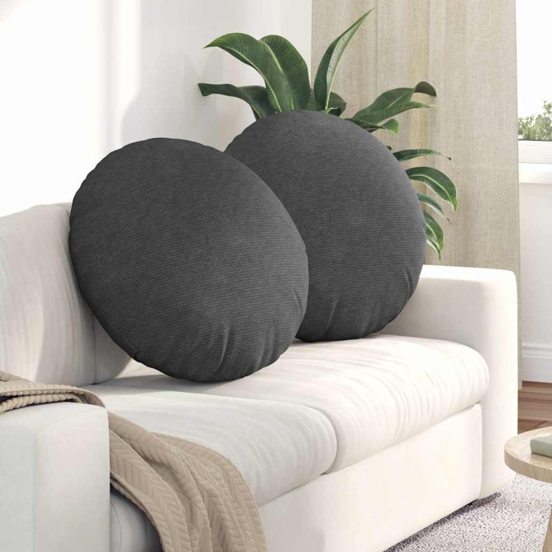 Coussins de siège 2 pcs Gris foncé Ø 80 cm 553682553682