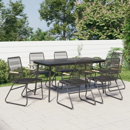 Ensemble à manger de jardin 7 pcs Noir Rotin PVC 553696553696