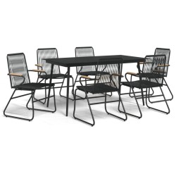 Ensemble à manger de jardin 7 pcs Noir Rotin PVC 553696553696