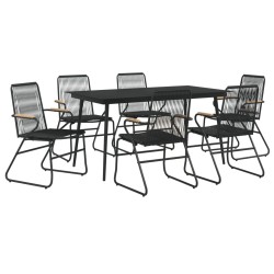 Ensemble à manger de jardin 7 pcs Noir Rotin PVC 553696553696