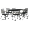 Ensemble à manger de jardin 7 pcs Noir Rotin PVC 553696553696