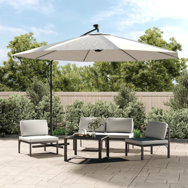 Parasol de jardin en porte-à-feux et lumières LED mât en métal 553697553697