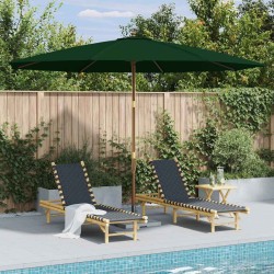 Parasol d'extérieur avec mât en bois 350 cm Vert 553698553698