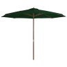 Parasol d'extérieur avec mât en bois 350 cm Vert 553698553698