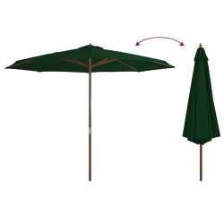 Parasol d'extérieur avec mât en bois 350 cm Vert 553698553698