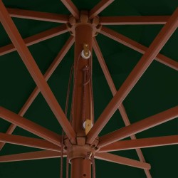 Parasol d'extérieur avec mât en bois 350 cm Vert 553698553698