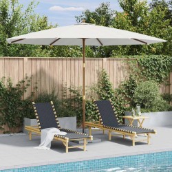 Parasol d'extérieur avec mât en bois 350 cm Blanc sable 553700553700