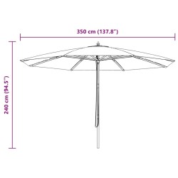 Parasol d'extérieur avec mât en bois 350 cm Blanc sable 553700553700