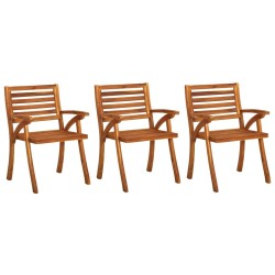 Chaises à manger de jardin avec coussins lot de 3 Acacia massif 553715553715